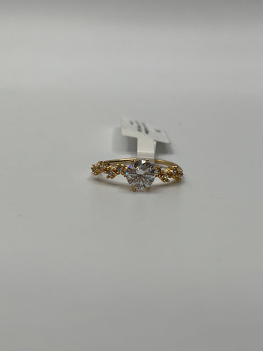 Anillo Compromiso Circon Blanco Oro amarillo 18k / Talla 6 / 1,95 Gr / 6,15 mm