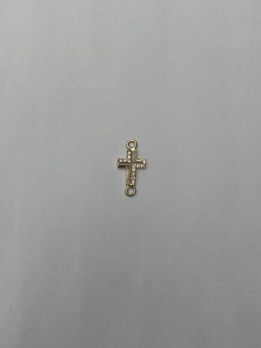 Herraje Cruz Circon Blanco Oro amarillo 18k 0,71 Gr / 9 Cm