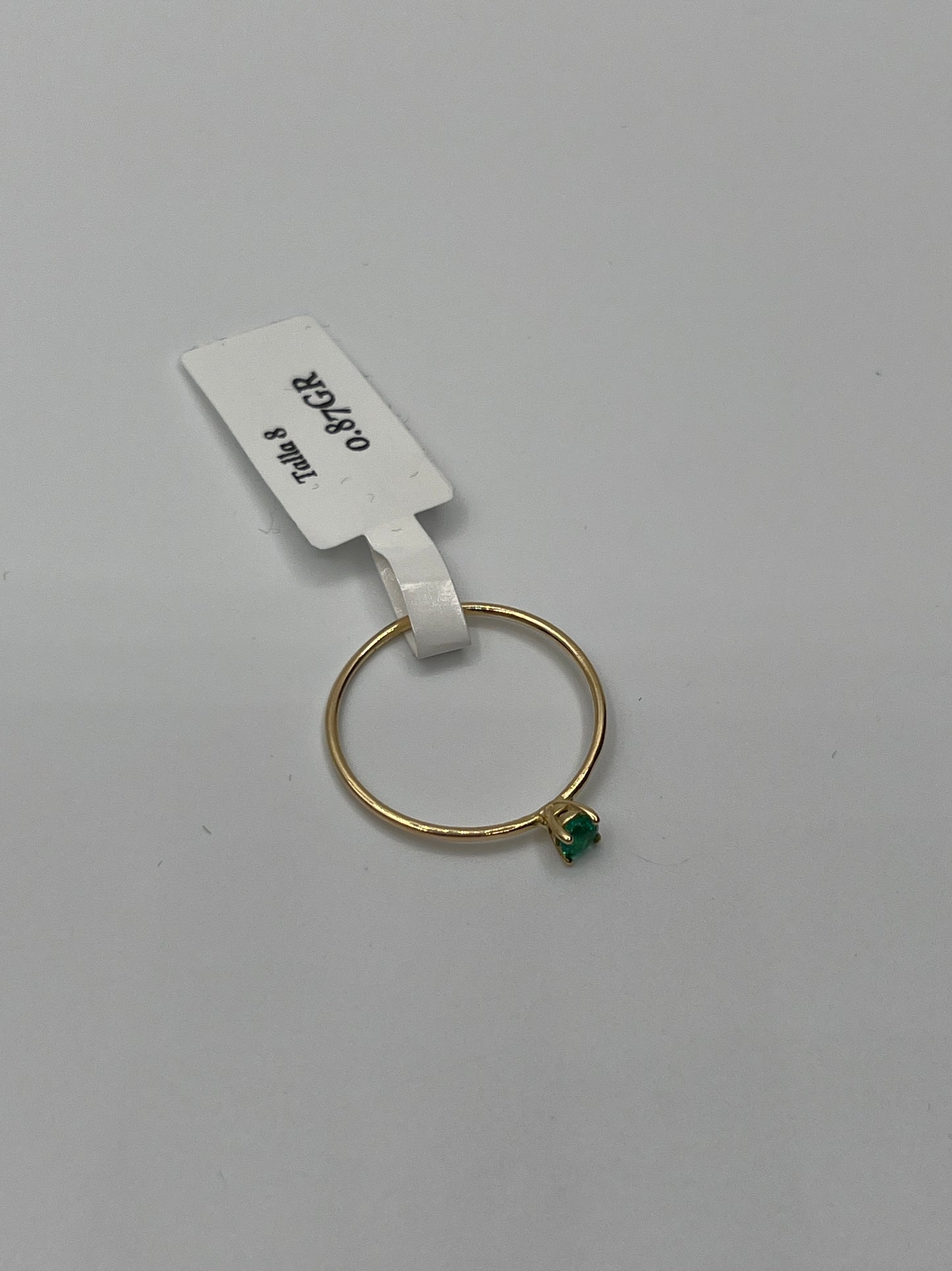 Anillo solitario esmeralda Oro amarillo 18k / 0.87GR / talla 8 (JOYA)