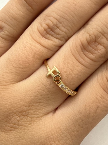 Anillo Fe Circon Blanco Oro amarillo 18k / Talla 8 / 1,00 Gr / 5,60 mm