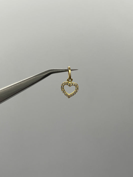 Dije corazon circon blanco Oro amarillo 18k 0,46 Gr / 8,35 mm / 1 Cm