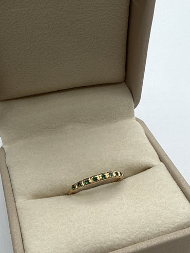 Anillo Circon Verde Oro amarillo 18k / Talla 6 3/4 / 1,67 Gr / 2,30 mm