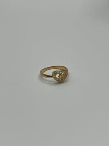 Anillo 15´s corazón circon blanco Oro amarillo 18k / Talla 5 / 2,56 Gr / 8,15 mm