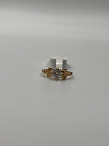 Anillo Compromiso Circon Blanco Oro amarillo 18k / Talla 5 3/4 / 1,80 Gr / 6,70 mm