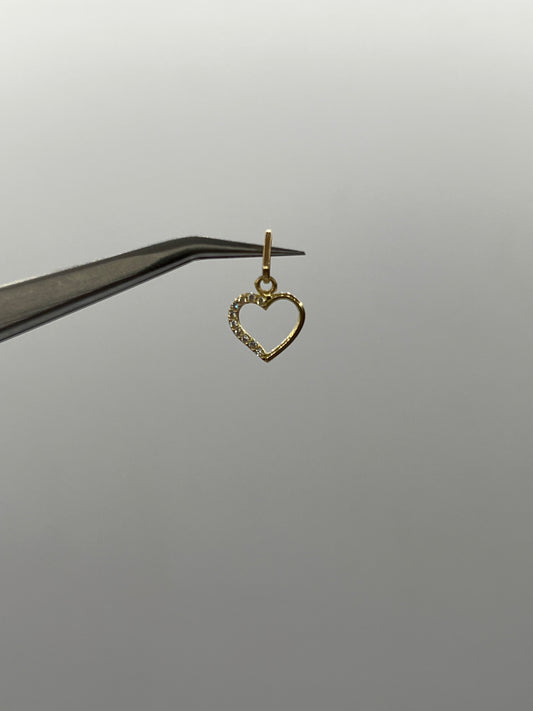 Dije corazon circon blanco Oro amarillo 18k 0,36 Gr / 8,90 mm / 1 Cm