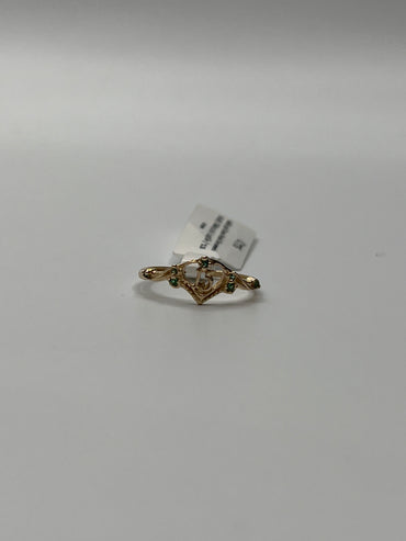Anillo 15s Circon Verde Oro amarillo 18k / Talla 5 1/2 / 1,25 Gr / 7,30 mm