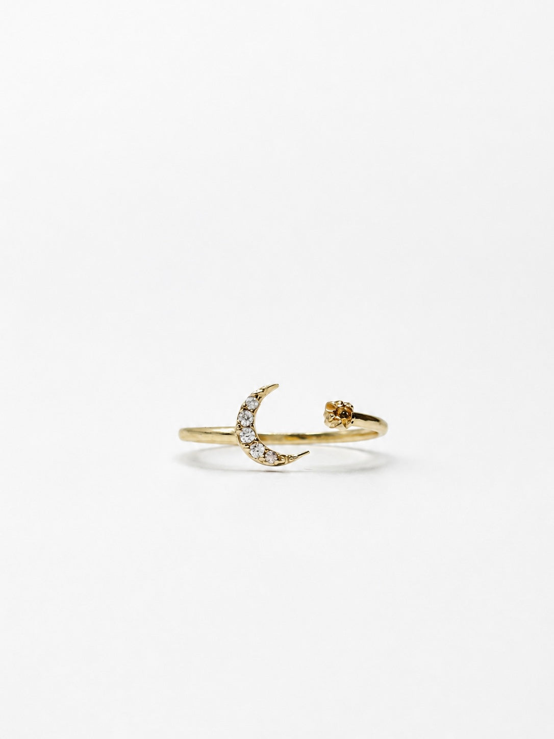 Anillo Luna Circon Blanco Oro amarillo 18k / Talla 6 1/2 / 0,91 Gr / 6,6 mm