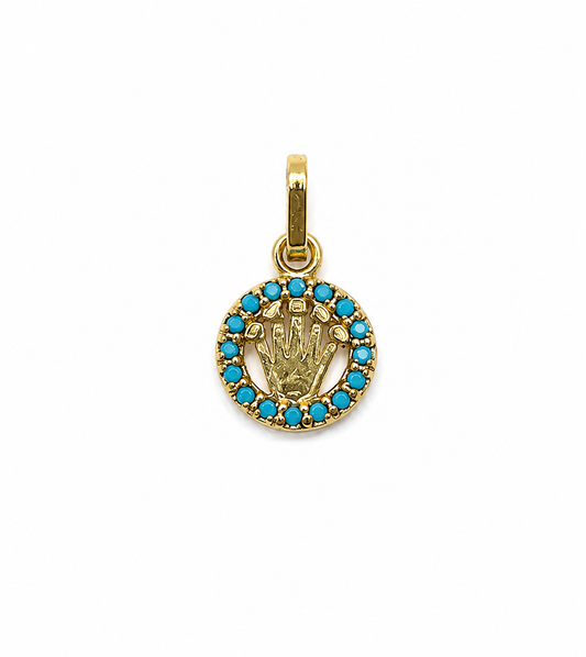 Dije RX Circon Azul Oro amarillo 18k 0,44 Gr / 5 mm / 0,5 Cm