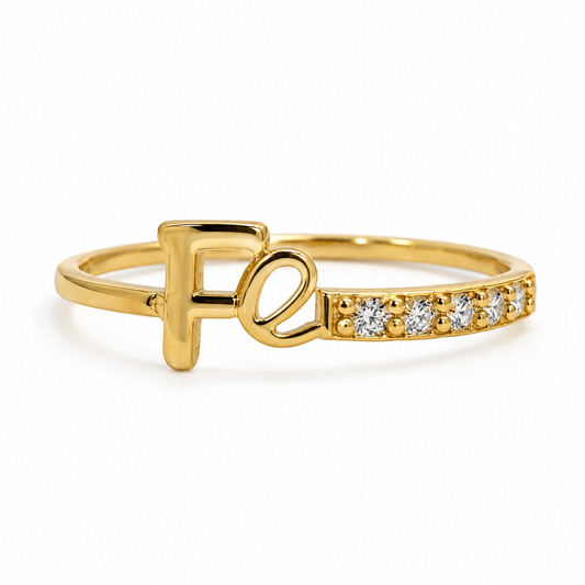 Anillo Fe Circon Blanco Oro amarillo 18k / Talla 8 / 1,00 Gr / 5,60 mm