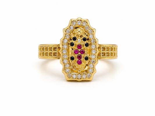 Anillo Virgen Guadalupe Oro amarillo 18k / Talla 7 1/2 / 3,42 Gr / 15 mm