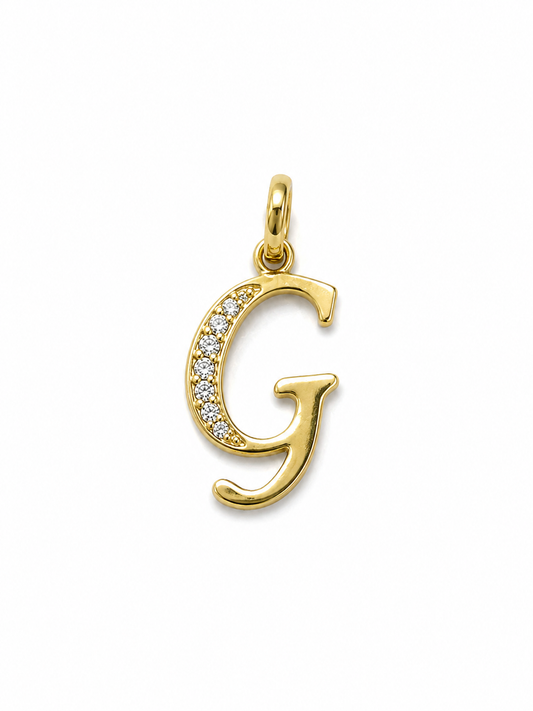 Dije Letra G Circon Blanco Oro amarillo 18k 0,90 Gr / 10 mm / 1,8 Cm