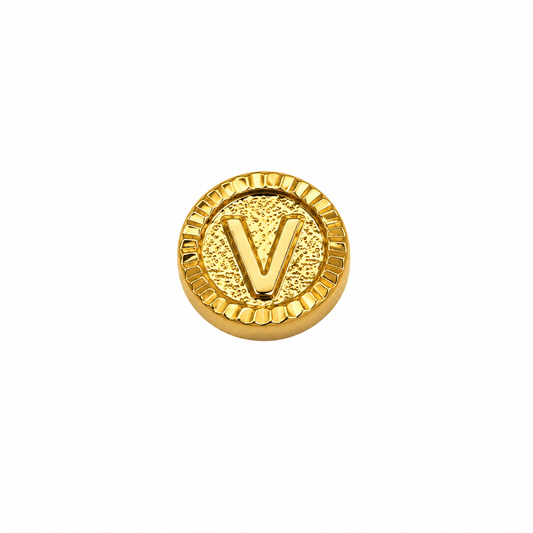 Herraje Letra V diamantada Oro amarillo 18k 0,45 Gr / 1 Cm