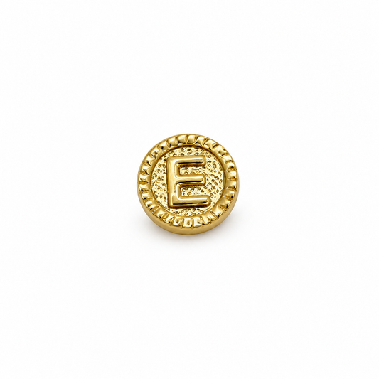 Herraje Letra E diamantada Oro amarillo 18k 0,46 Gr / 1 Cm