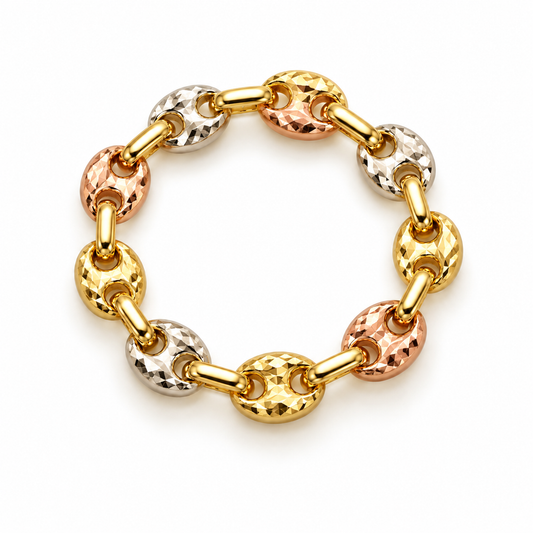 Anillo GC Diamantado Tres oros 18k / Talla 6 1/4 / 0,59 Gr / 3,60 mm