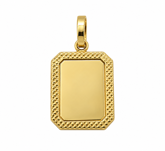 Dije Placa Diamantada Oro amarillo 18k 0,65 Gr / 12,10 mm / 1,8 Cm