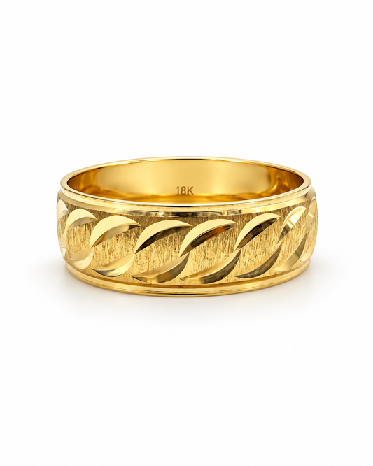Anillo Rayado Oro amarillo 18k / Talla 9 1/4 / 1,93 Gr / 6 mm