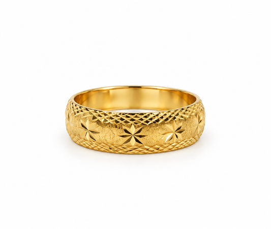 Anillo Estrella Diamantada Oro amarillo 18k / Talla 11 / 2,30 Gr / 6,50 mm