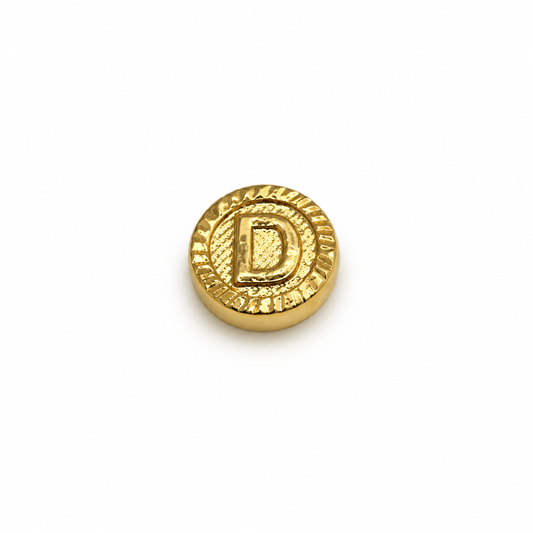 Herraje Letra D diamantada Oro amarillo 18k 0,46 Gr / 1 Cm