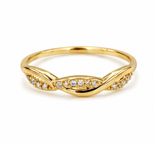 Anillo Circon Blanco Oro amarillo 18k / Talla 6 1/2 / 1,66 Gr / 3,5 mm
