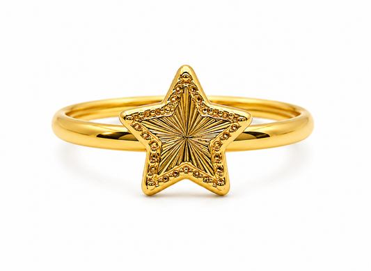 Anillo Estrella Oro amarillo 18k / Talla 8 / 1,18 Gr / 10 mm