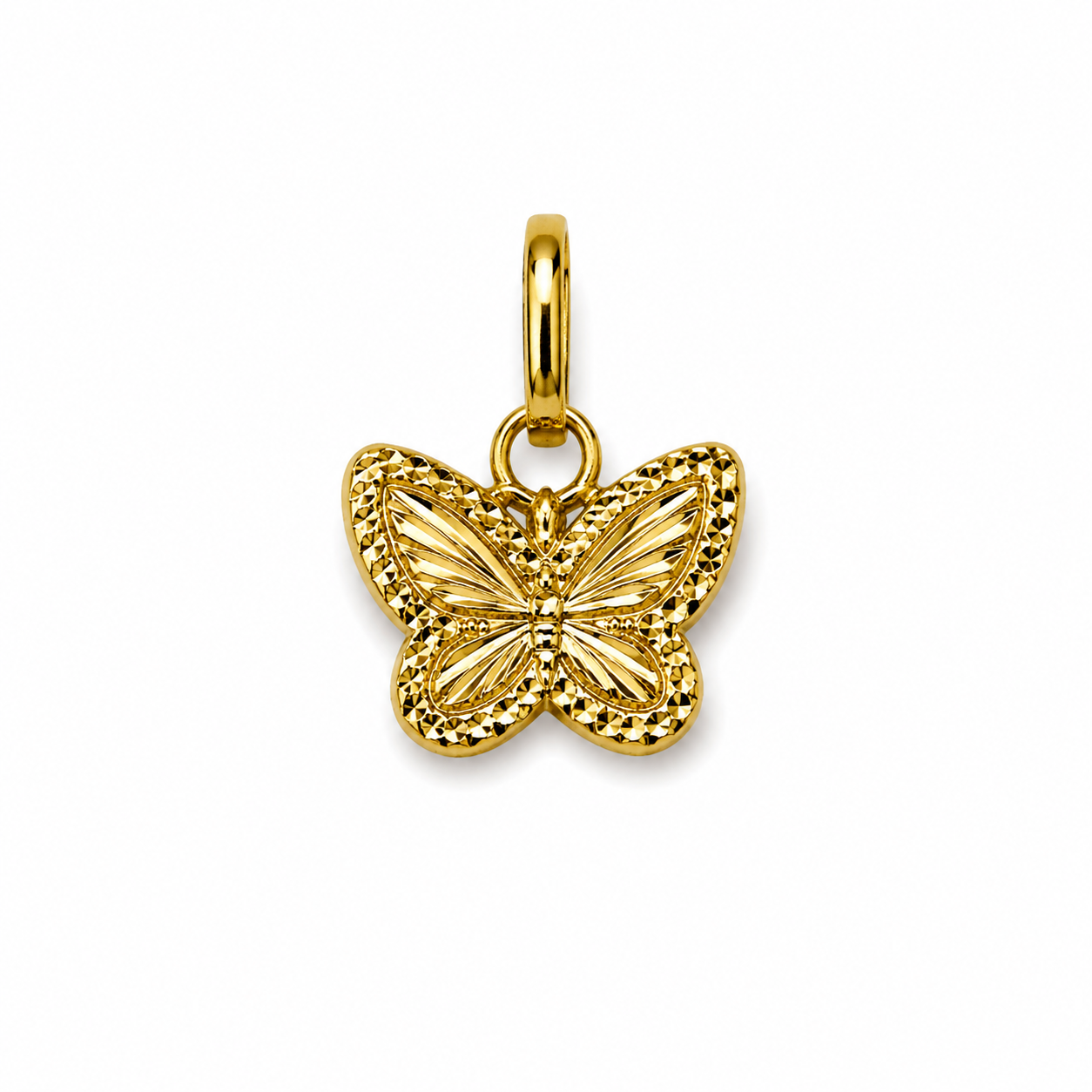Dije Mariposa Diamantada Oro amarillo 18k 0,46 Gr / 10 mm / 0,9 Cm
