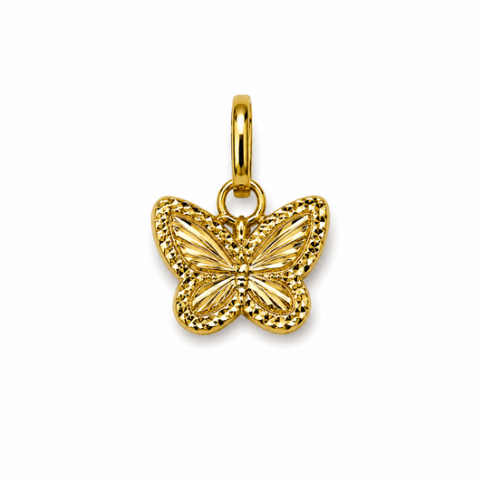 Dije Mariposa Diamantada Oro amarillo 18k 0,46 Gr / 10 mm / 0,9 Cm