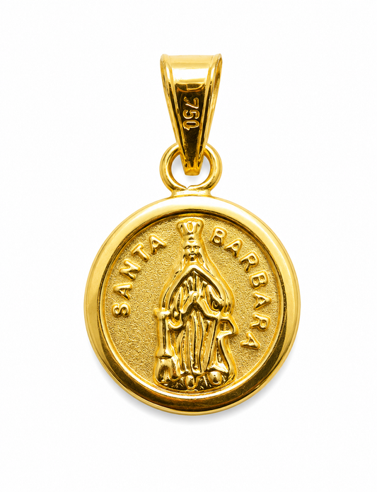 Dije Virgen Barbara Oro amarillo 18k 0,54 Gr / 10 mm / 1 Cm