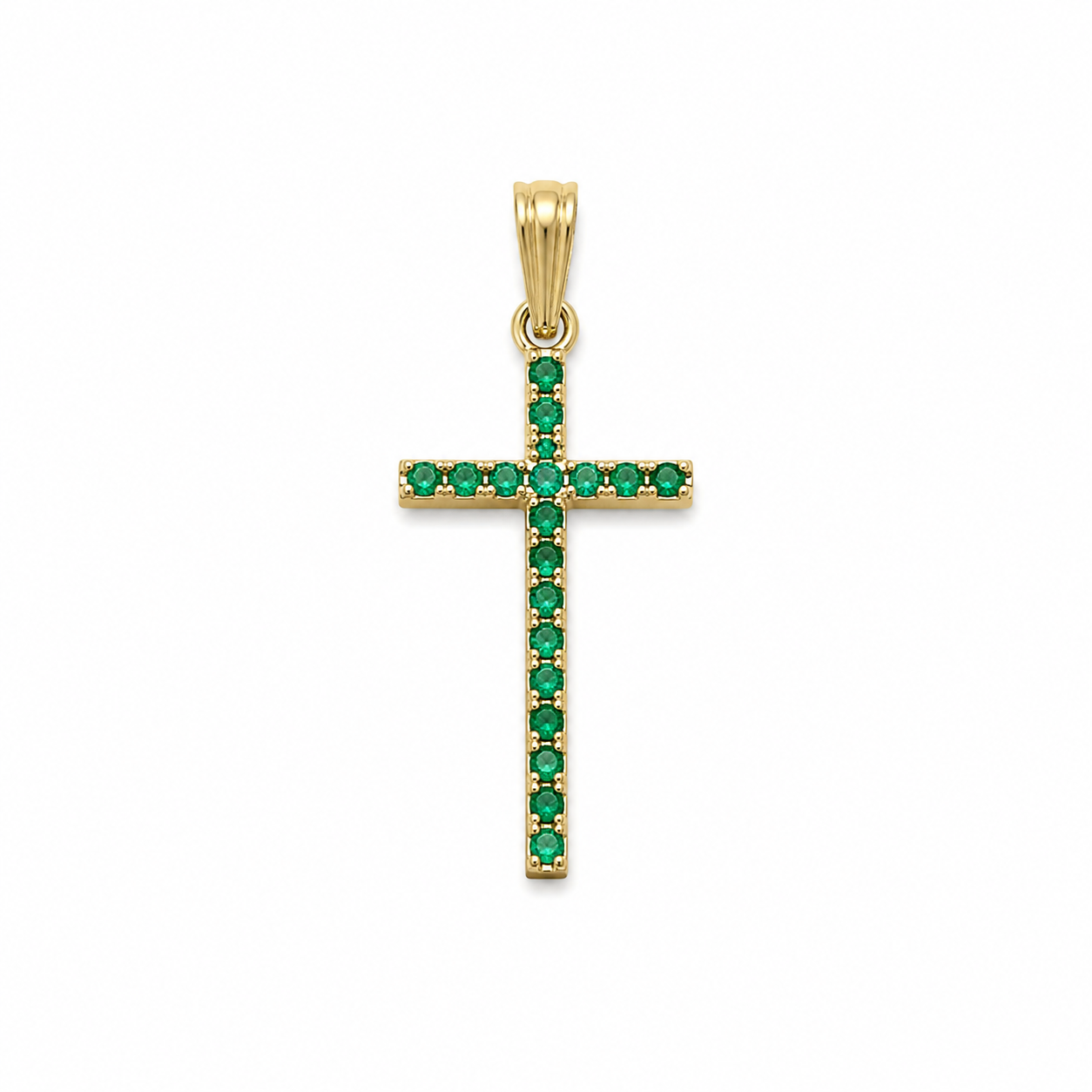 Dije cruz esmeralda oro amarillo 18k / 1.13gr (joya)
