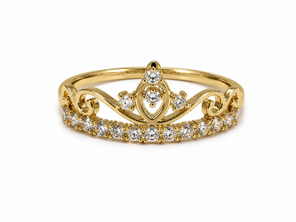 Anillo 15s Corona Circon Blanco Oro amarillo 18k / Talla 5 1/2 / 1,53 Gr / 7,70 mm