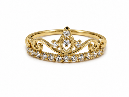 Anillo 15s Corona Circon Blanco Oro amarillo 18k / Talla 5 1/2 / 1,53 Gr / 7,70 mm