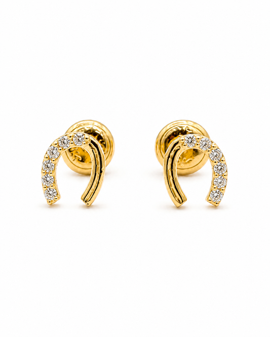 Topos Herradura Circon Blanco Oro amarillo 18k +2 / 0,84Gr / 6 mm