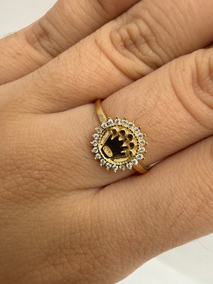 Anillo Rx Circon Blanco Oro amarillo 18k / Talla 7 1/2 / 2,16 Gr / 9,7 mm