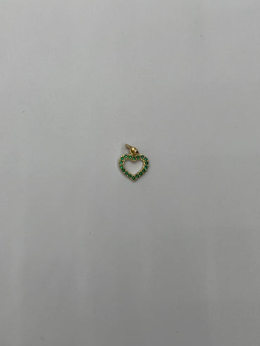 Dije corazon circon verde Oro amarillo 18k 0,40 Gr / 8,90 mm / 0,97 Cm