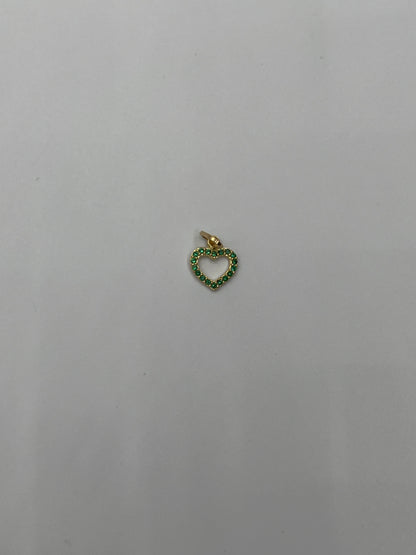 Dije corazon circon verde Oro amarillo 18k 0,40 Gr / 8,90 mm / 0,97 Cm