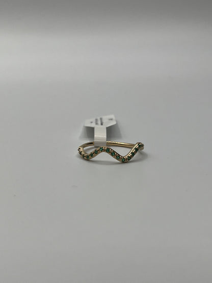 Anillo Curva Circon Verde Oro amarillo 18k / Talla 7 1/4 / 1,56 Gr / 1,80 mm
