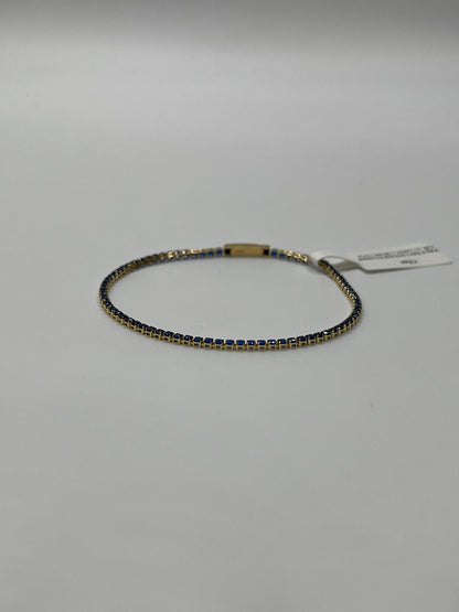 Pulso It Tenis Circon Azul Oro amarillo 18k +3 / 2,05 Gr / 1,90 mm / 17 Cm