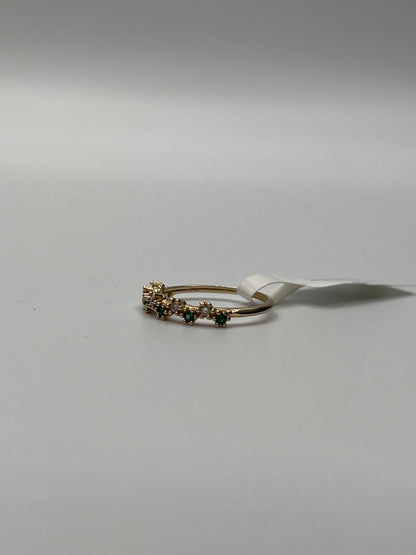 Anillo Churumbela Circon Blanco y Verde Oro amarillo 18k / Talla 6 / 1,90 Gr / 3,7 mm