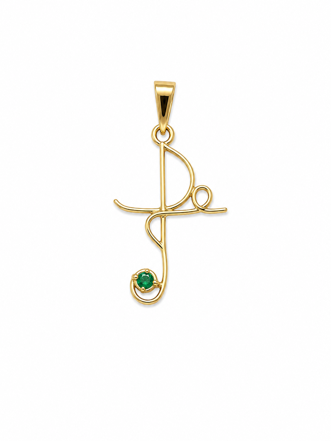 Dije Cruz Fe Circon Verde Oro amarillo 18k 0,61 Gr / 13,74 mm / 2,1 Cm