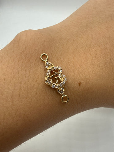 Herraje 15s Corazon Circon Blanco Oro amarillo 18k 1,48 Gr / 0,9 Cm