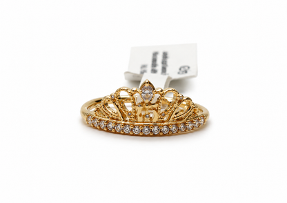 Anillo 15s Corona Circon Blanco Oro amarillo 18k / Talla 7 / 2,09 Gr / 8,25 mm