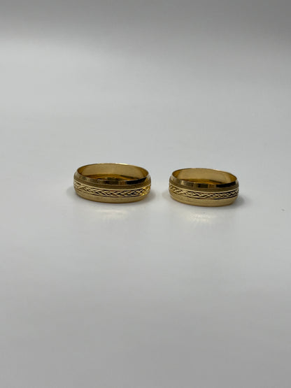 Set Argollas Matrimonio Doble Linea Mate / 4,15 Gr / Talla 7 1/2 y 9 3/4 / 6.20mm