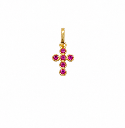 Dije cruz circon rosa Oro amarillo 18k 0,33 Gr / 5,60 mm / 0,9 Cm