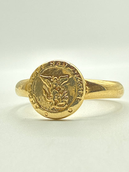 Anillo Arcangel san miguel Oro amarillo 18k / Talla 8 / 1,49 Gr / 9 mm