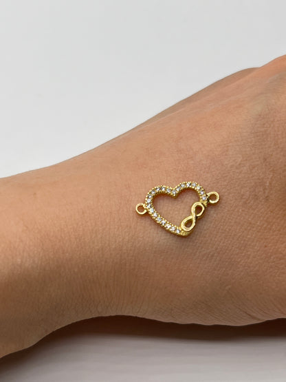 Herraje Corazon Infinito Circon Blanco Oro amarillo 18k 0,86 Gr / 1,2 Cm