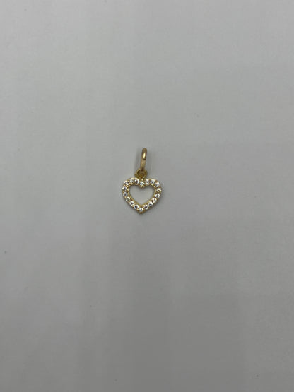 Dije corazon circon blanco Oro amarillo 18k 0,46 Gr / 8,35 mm / 1 Cm