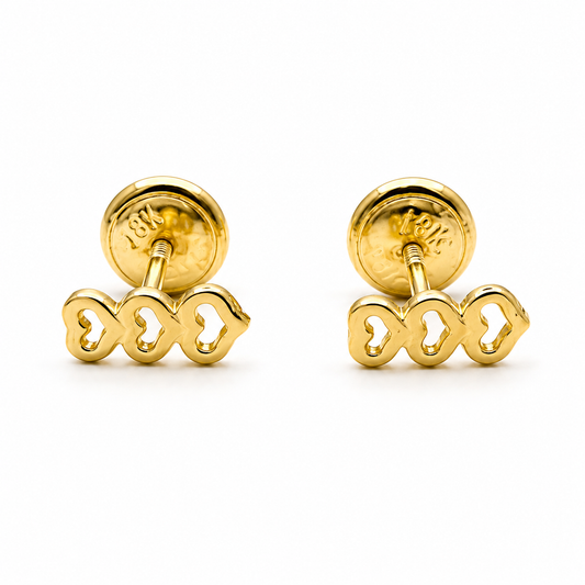 Topos Triple Corazon Oro amarillo 18k 0,65 Gr / 3,30 mm