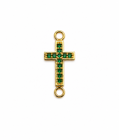 Herraje Cruz Circon Verde Oro amarillo 18k +2 / 0,92 Gr / 1,6 cm