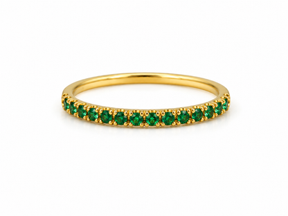 Anillo Churumbela Circon Verde Oro amarillo 18k / Talla 7 1/2 / 1,16 Gr / 2 mm