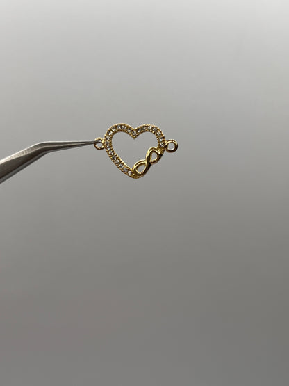 Herraje Corazon Infinito Circon Blanco Oro amarillo 18k 0,86 Gr / 1,2 Cm
