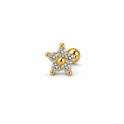 Piercing Oreja Flor Circon Blanco 0.38Gr